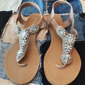Madden Girl Rhinestone Strappy Flipflip Sandals
